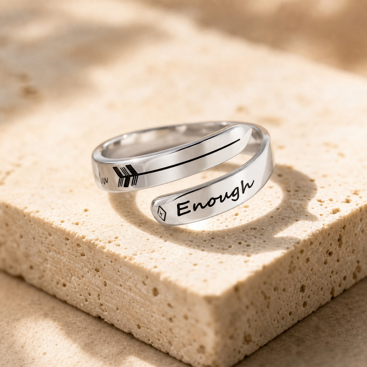 Custom Engraved Band Ring lifestyle view custom jewelry