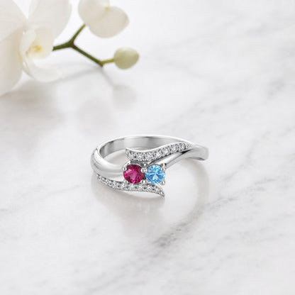 Custom Engraved Birthstone Ring lifestyle view custom jewelr