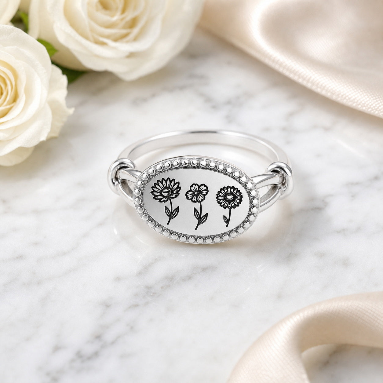 Custom family botanical name ring side view