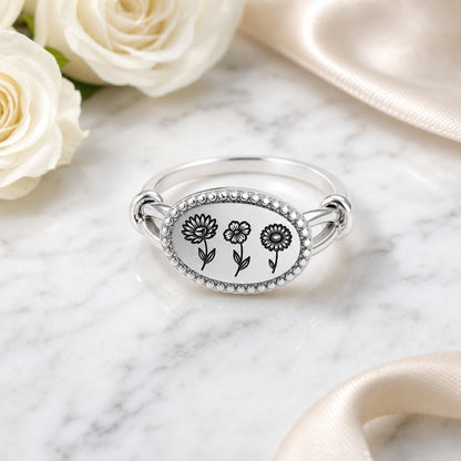 Custom family botanical name ring side view