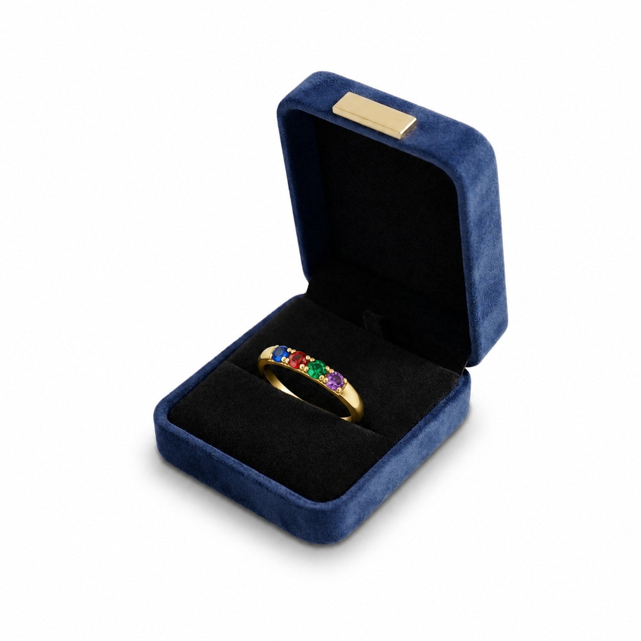 Custom family ring presented in a gift box
