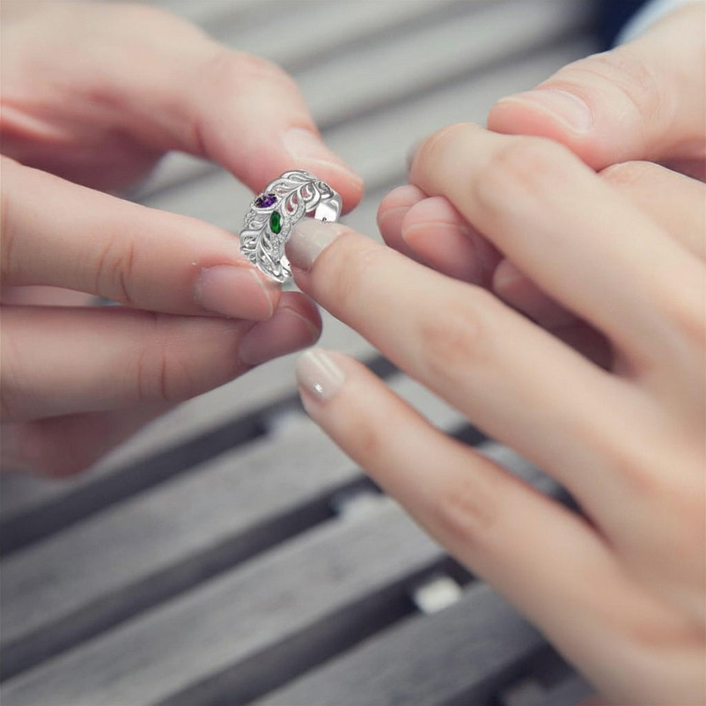Custom filigree family birthstone ring detail jewelry view