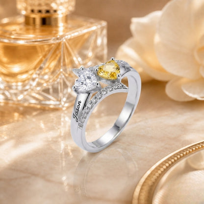 Custom Floral Birthstone Ring lifestyle view custom jewelry