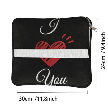 Size chart for custom 2-in-1 pillow blanket showing dimensions in cm.