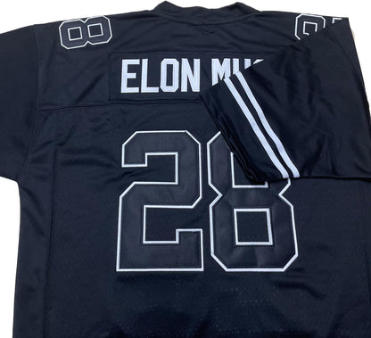 Close up of Custom Football Jersey showing stitched name and number detail.
