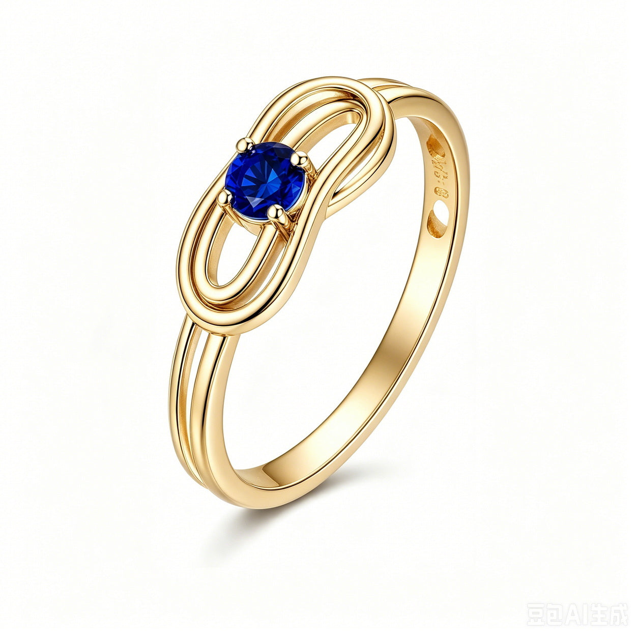 Custom geometric birthstone ring side view