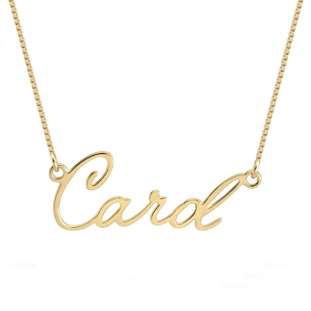 Custom gold-plated necklace with cursive name Carol.