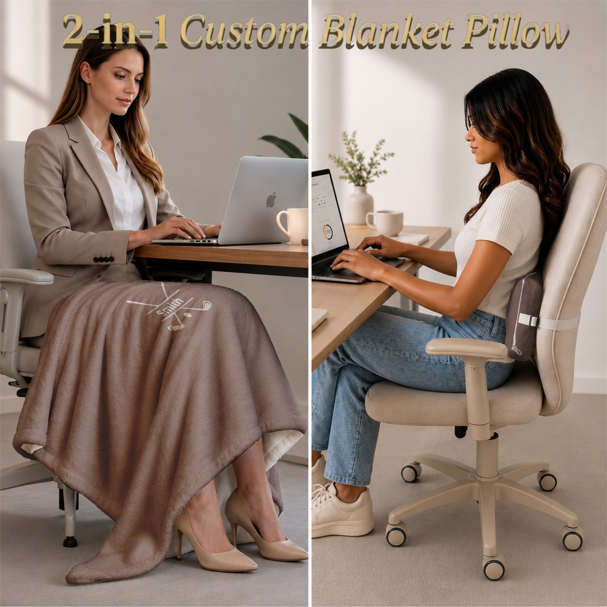 Using blanket on lap and as lumbar support.