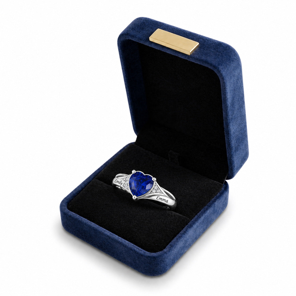 Custom heart birthstone name ring gift view
