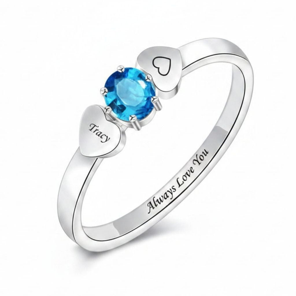 Custom heart birthstone promise ring main jewelry view