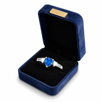 Custom heart solitaire name ring gift view