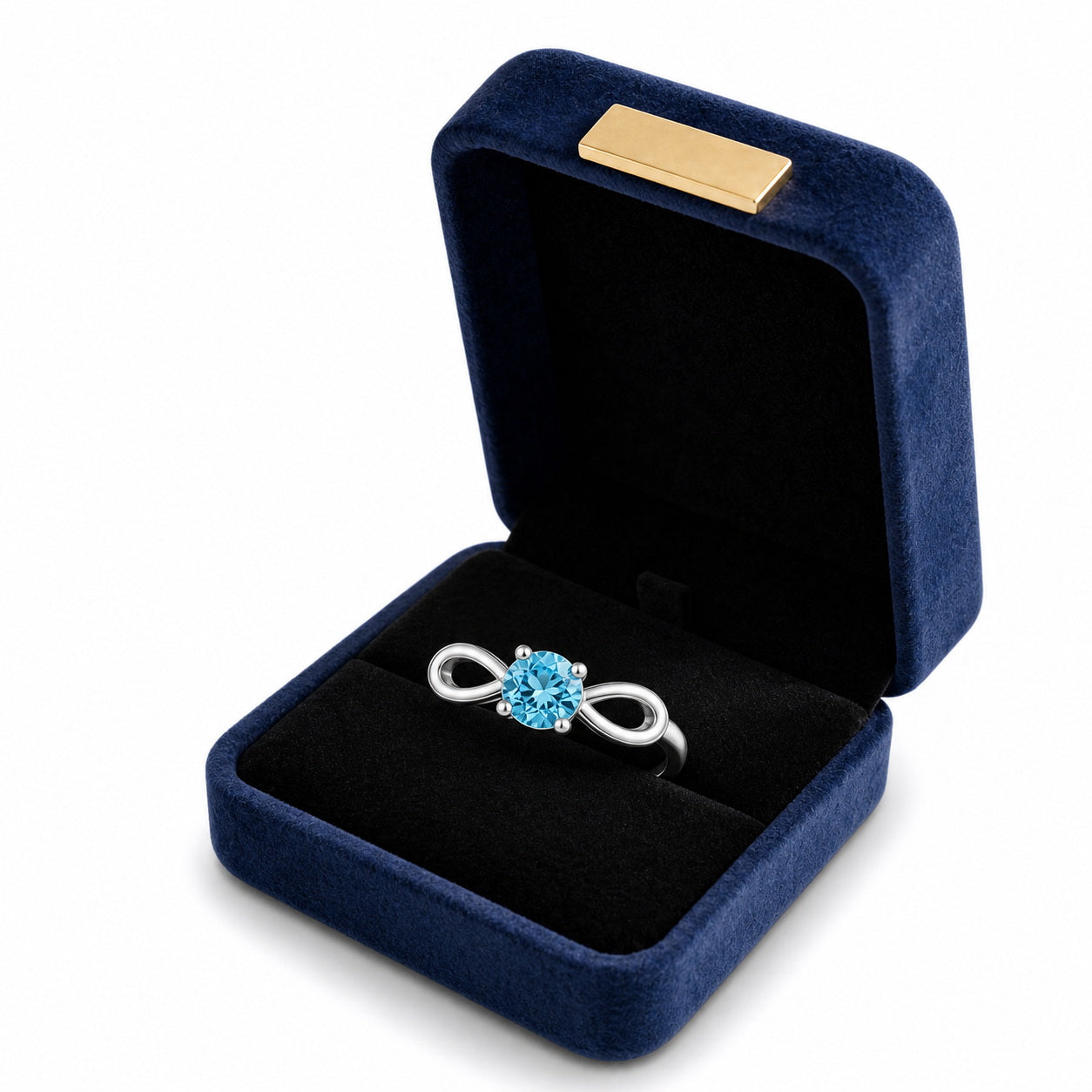 Custom Infinity Birthstone Ring gift box view custom jewelry