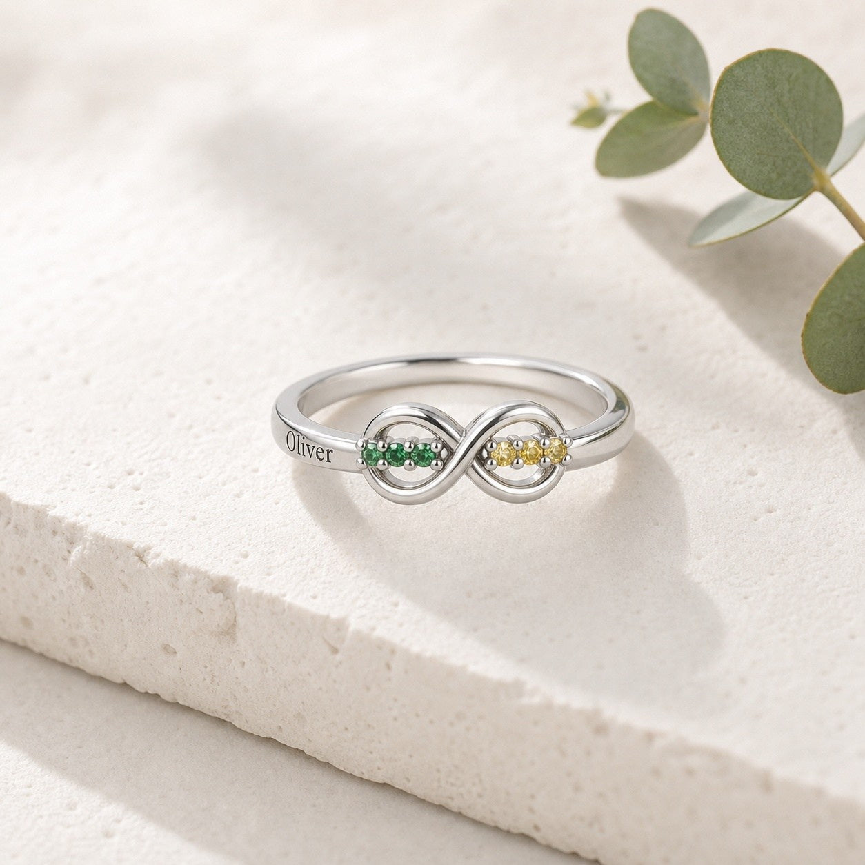 Personalized custom-infinity-birthstone-name-ring lifestyle