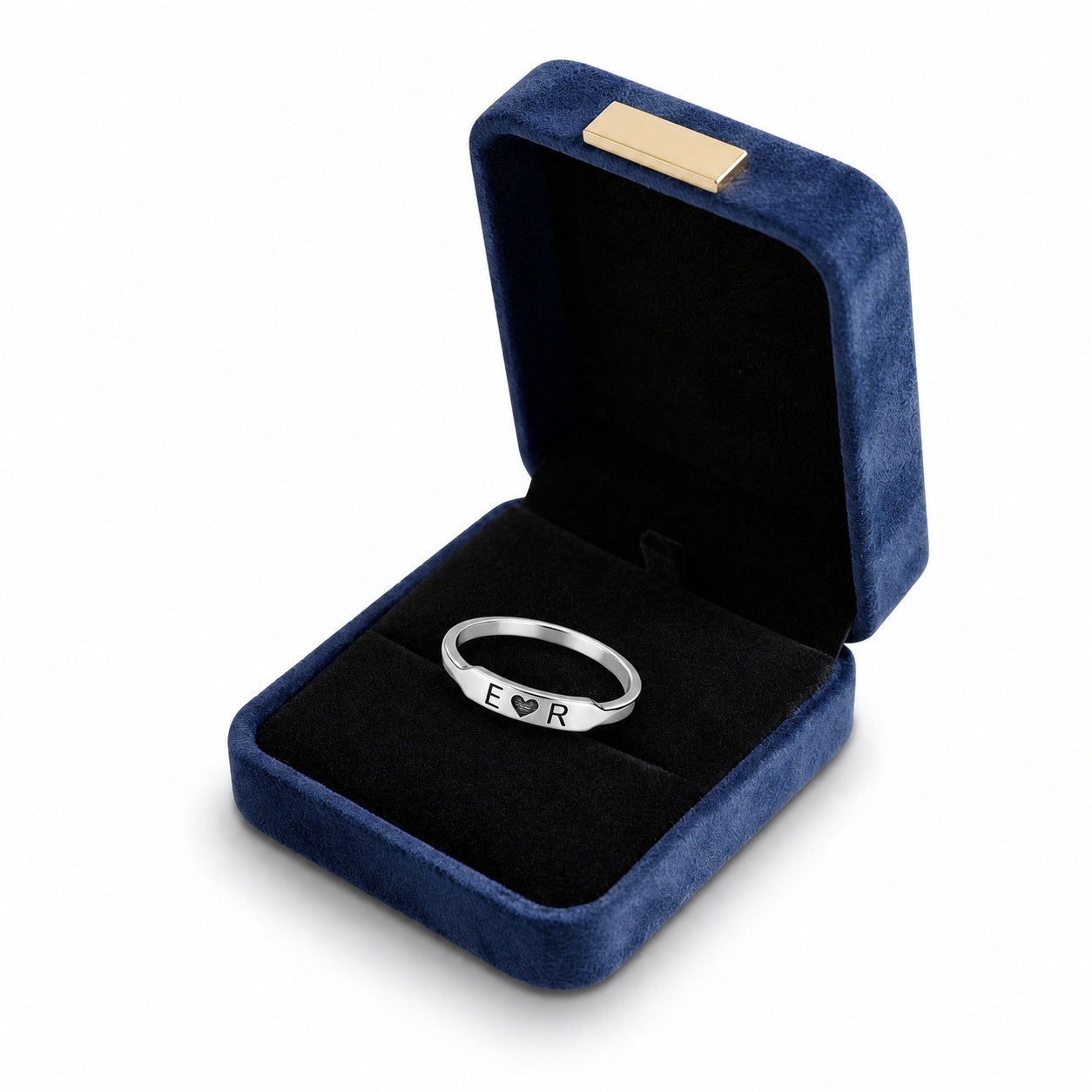 Custom custom-initial-heart-ring gift box presentation for s