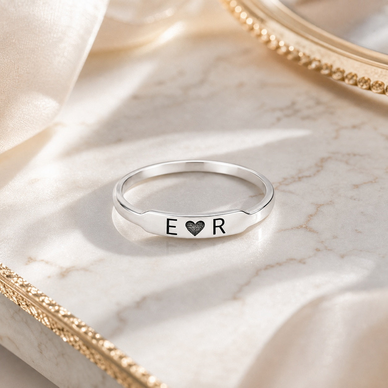 Personalized custom-initial-heart-ring lifestyle detail for