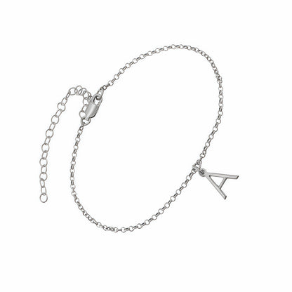 Sterling Silver Initial A Bracelet. Personalized Alphabet for Women.