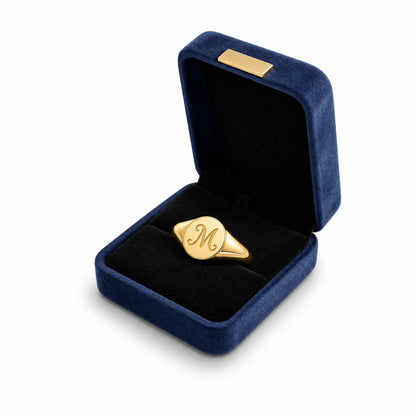 Custom initial signet ring gift view