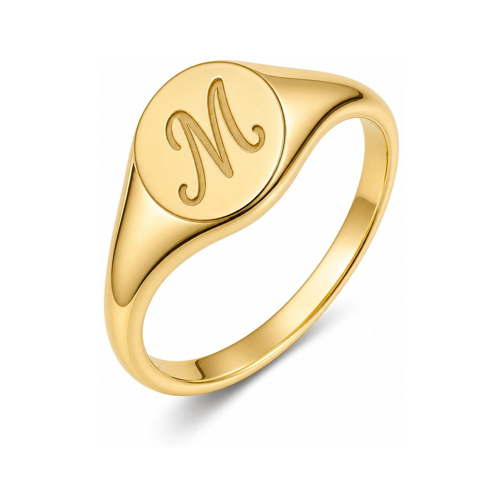 Custom initial signet ring main view