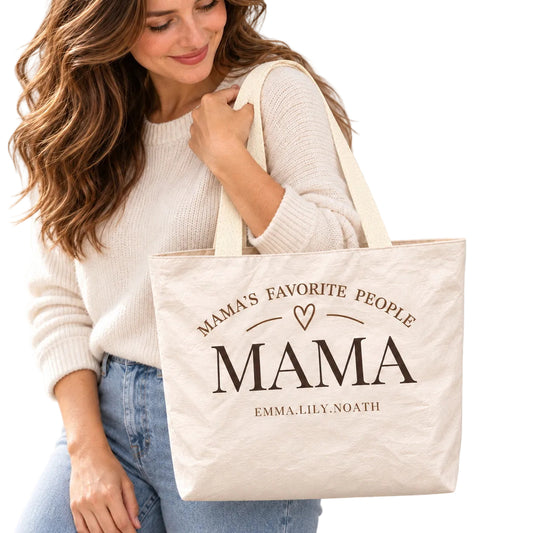 Personalized Mom Tote Bag with Kids' Names - custom design detail