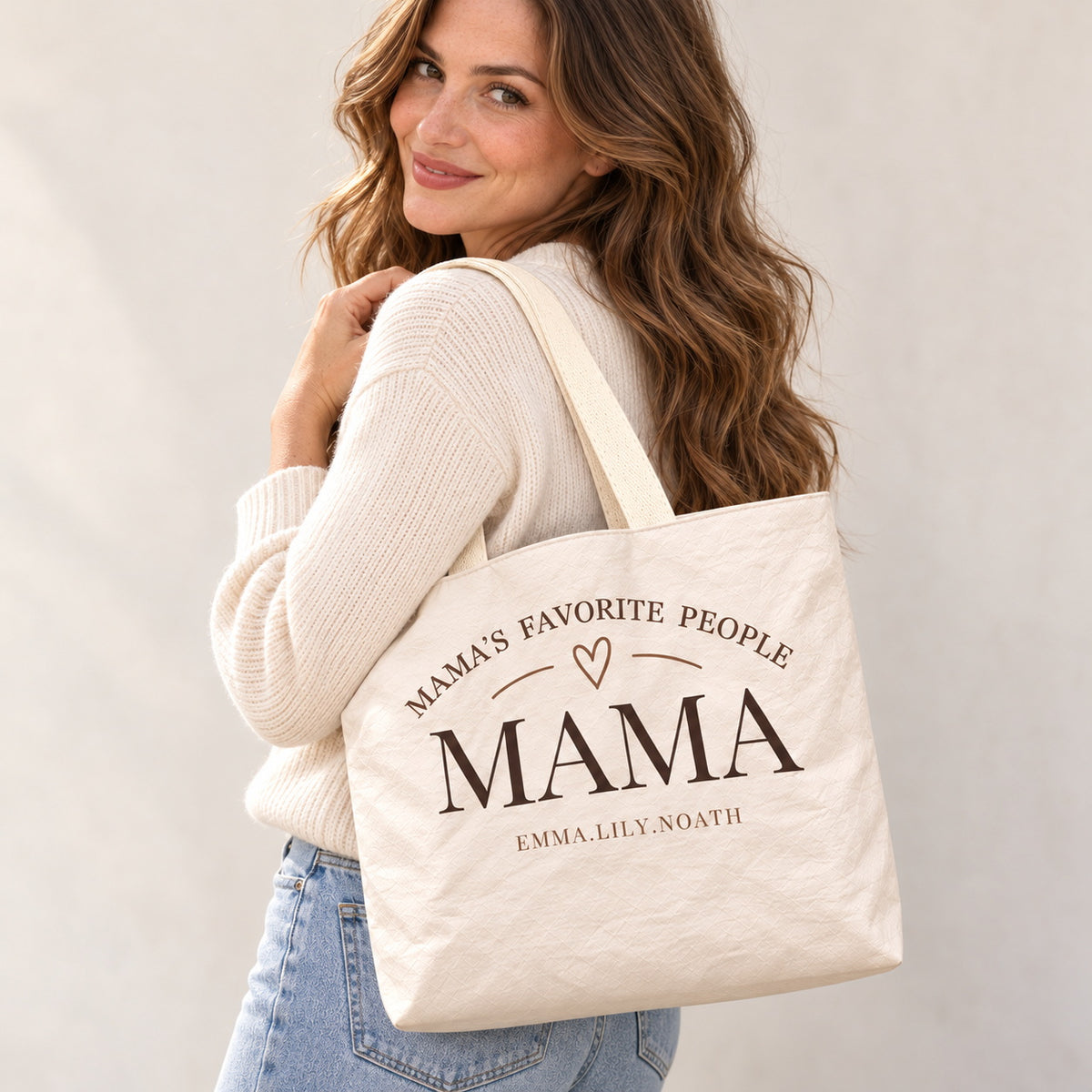 Personalized Mom Tote Bag with Kids' Names - personalized lifestyle scene