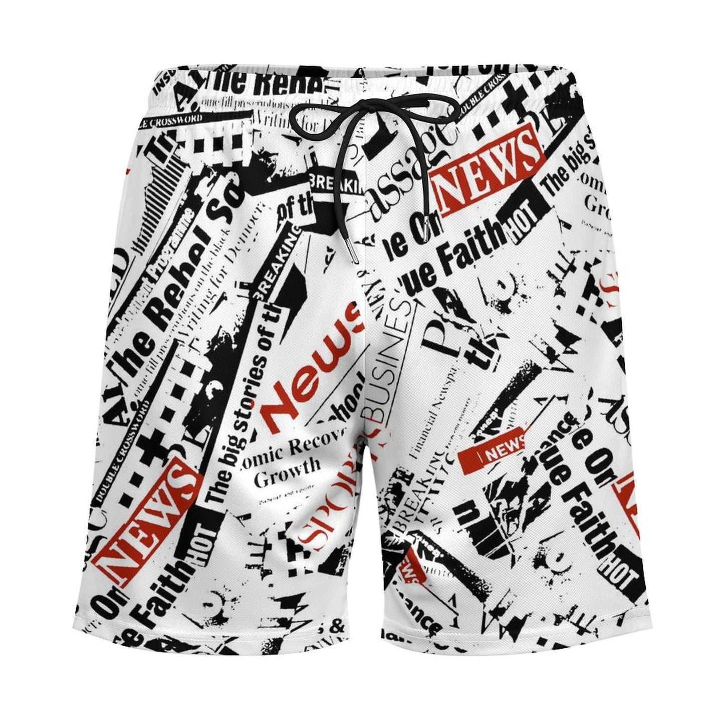 Custom Logo Swimwear Men features: elastic waist and side pocket details.