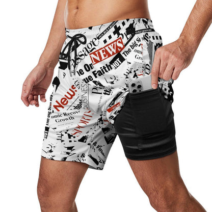 Custom Logo Swimwear Men features: elastic waist and side pocket details.