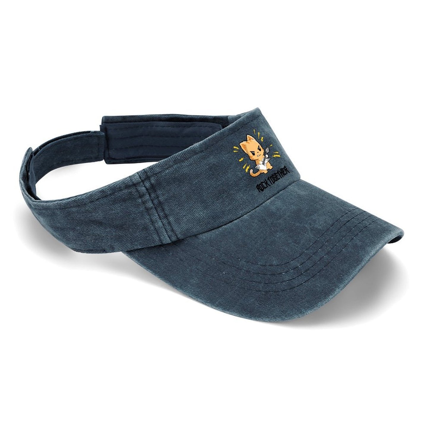 Custom Logo Sun Visor showing adjustable Velcro back and brim.