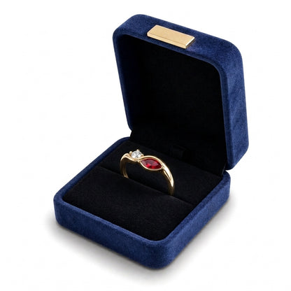 Custom marquise birthstone bypass ring gift box view