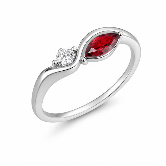 Custom marquise birthstone delicate bypass ring main view