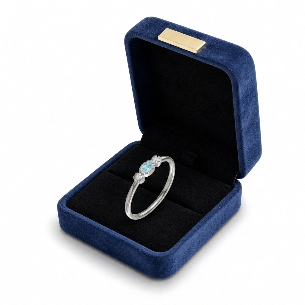 Custom birthstone ring gift box view ring