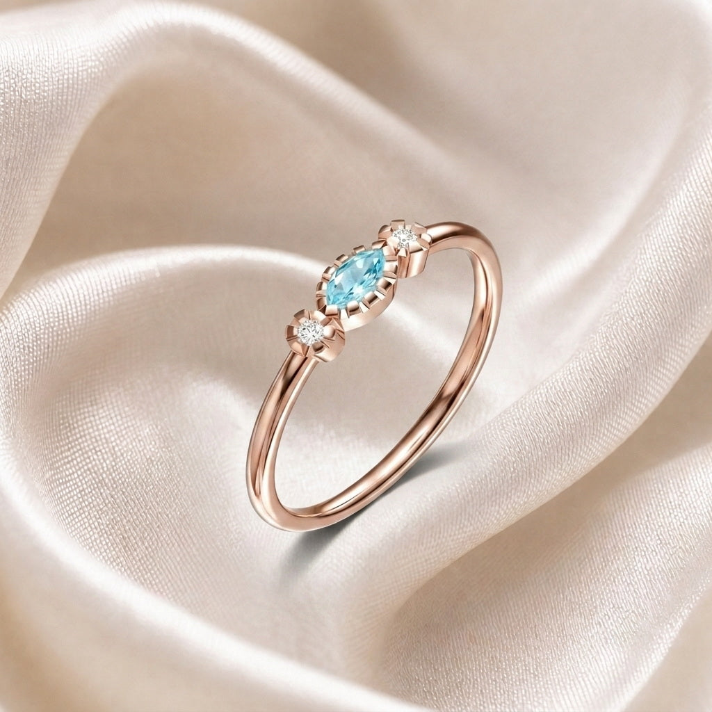 Custom birthstone personalized ring side view