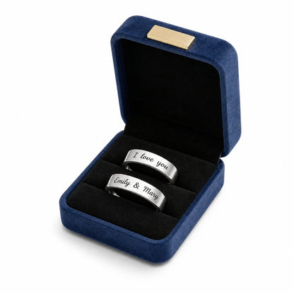 Custom matching couple name band ring gift view