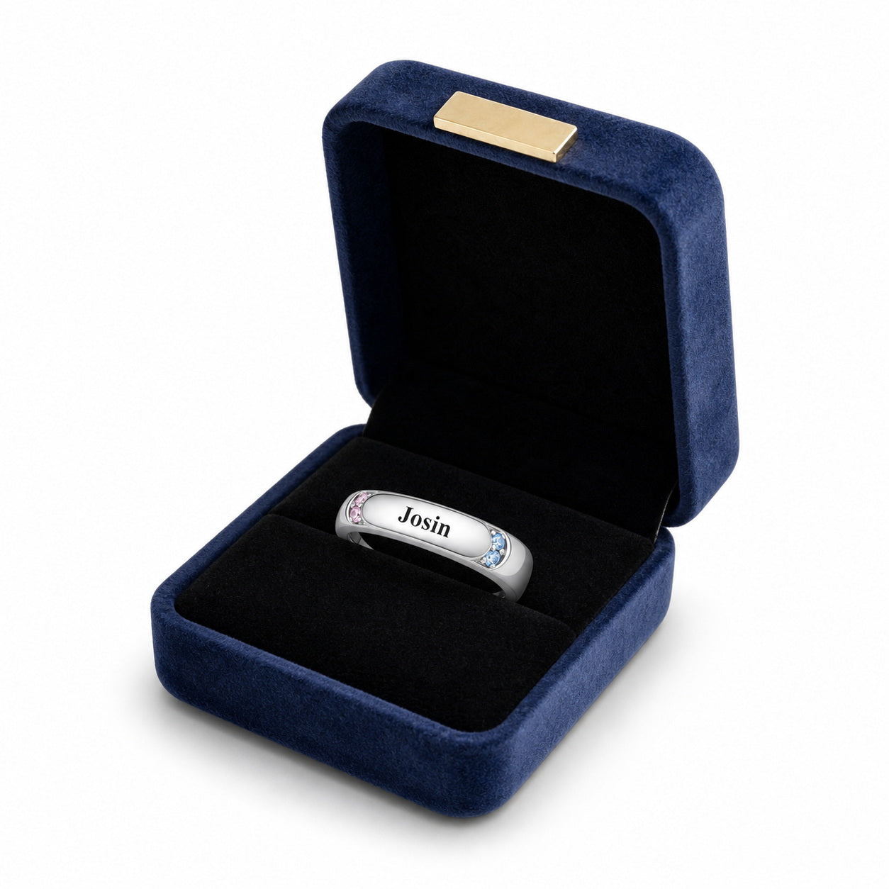 Custom Minimal Name Ring gift box view custom jewelry