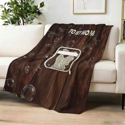Custom silhouette blanket for mom on sofa decor.