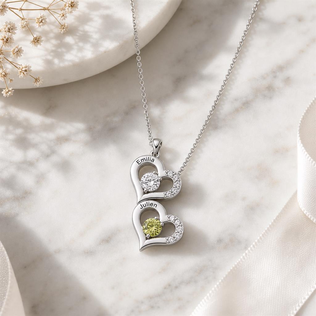 Mother child necklace on marble