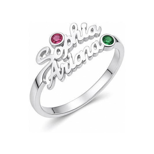 Custom custom-birthstone-name-ring main product view for kee