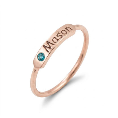 Custom Birthstone Name Ring with Personalized Keepsake Style