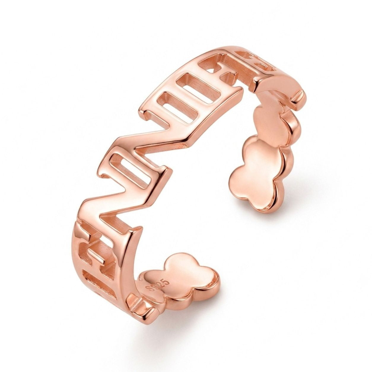 Custom name cutout heart personalized band ring main view