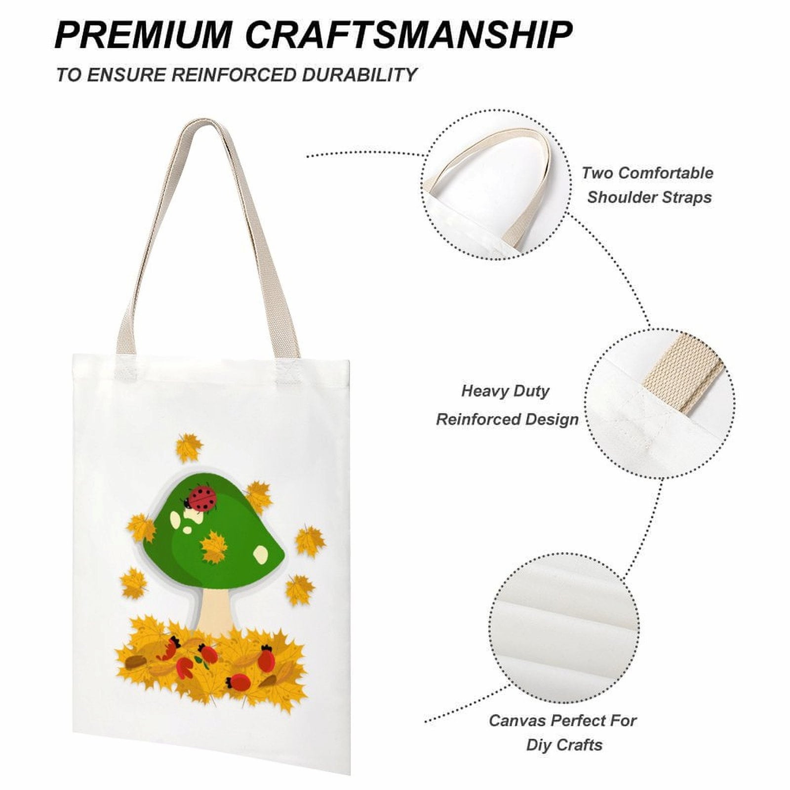 Close up of custom name tote bag print showing high-quality canvas texture.