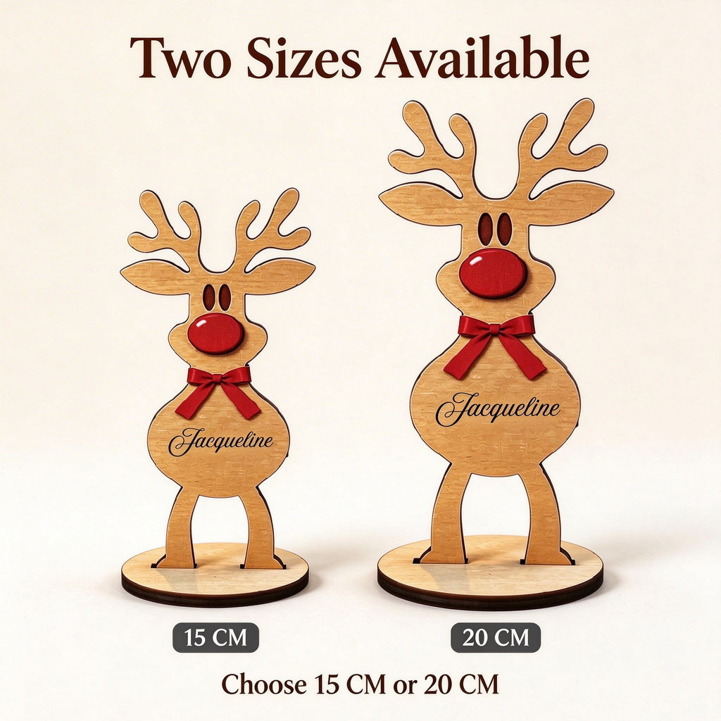 Personalized Wooden Reindeer Christmas Decoration with Custom Name - main product view