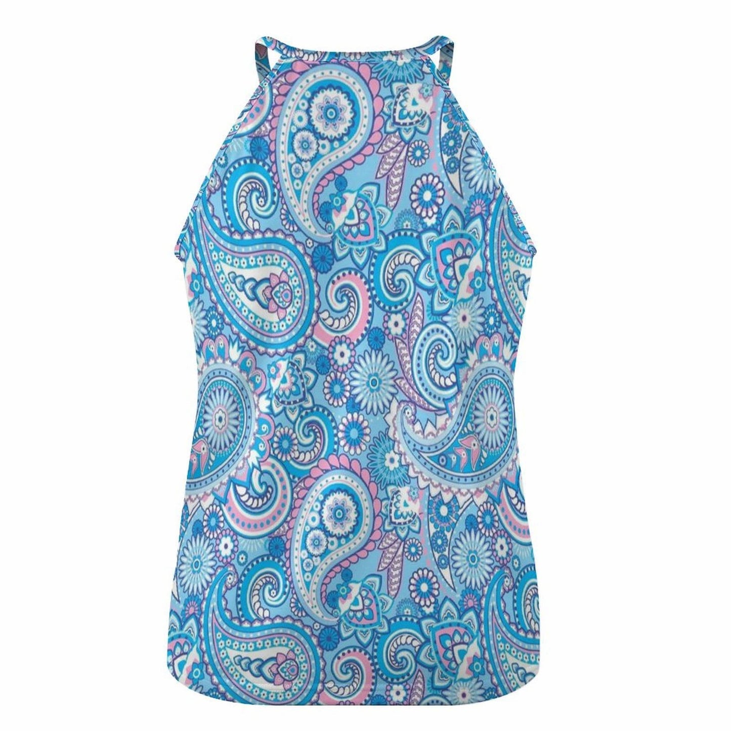 Rear view of Custom Women's Sleeveless Paisley Cami Tank Top.