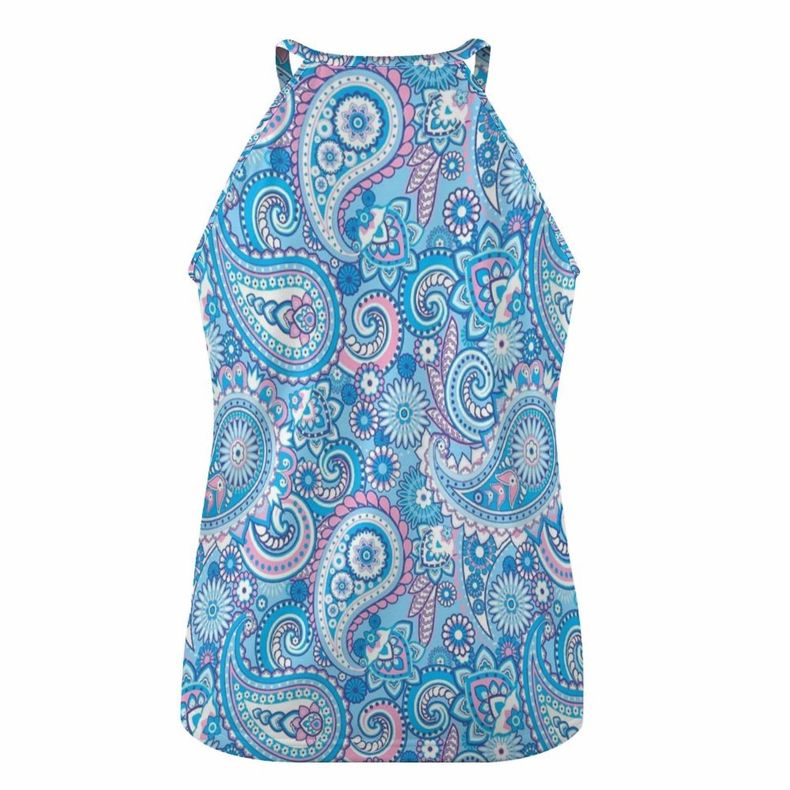 Rear view of Custom Women's Sleeveless Paisley Cami Tank Top.