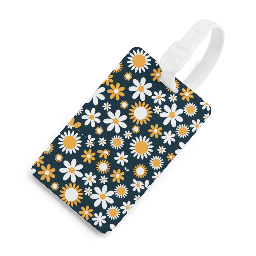 Personalized  Print Daisy Luggage Tag - Custom Floral ID Tag for Travel, Durable TPU & Gift