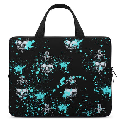 Custom Print Laptop Case with Skull Splatter Art, Water Resistant, Laptop Carrying Case.