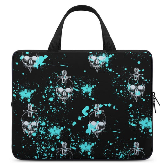 Custom Print Laptop Case with Skull Splatter Art, Water Resistant, Laptop Carrying Case.