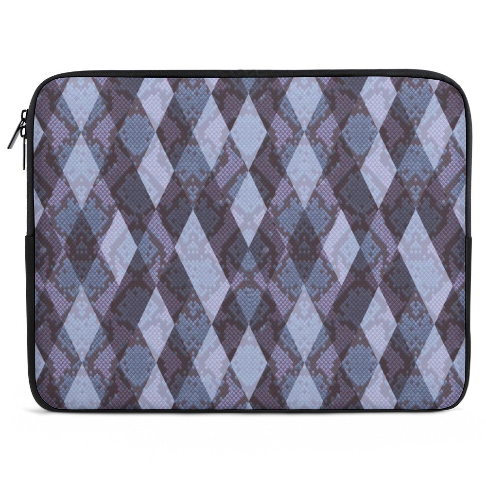 Custom Print Laptop Sleeve in Snake Skin Diamond Pattern, 10-17 inch sizes.