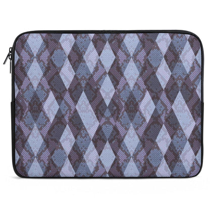 Custom Print Laptop Sleeve in Snake Skin Diamond Pattern, 10-17 inch sizes.