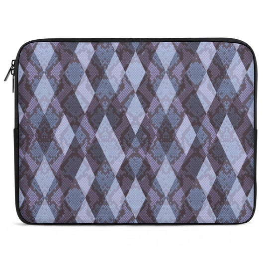 Custom Print Laptop Sleeve in Snake Skin Diamond Pattern, 10-17 inch sizes.