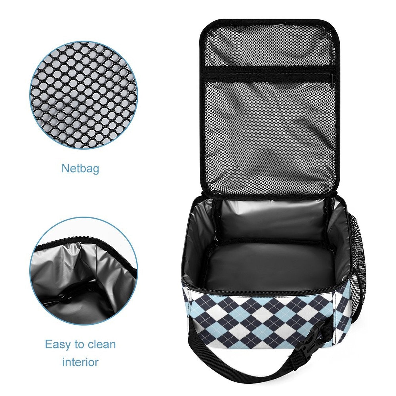 Custom Print Lunch Bag Internal Storage And Capacity View.