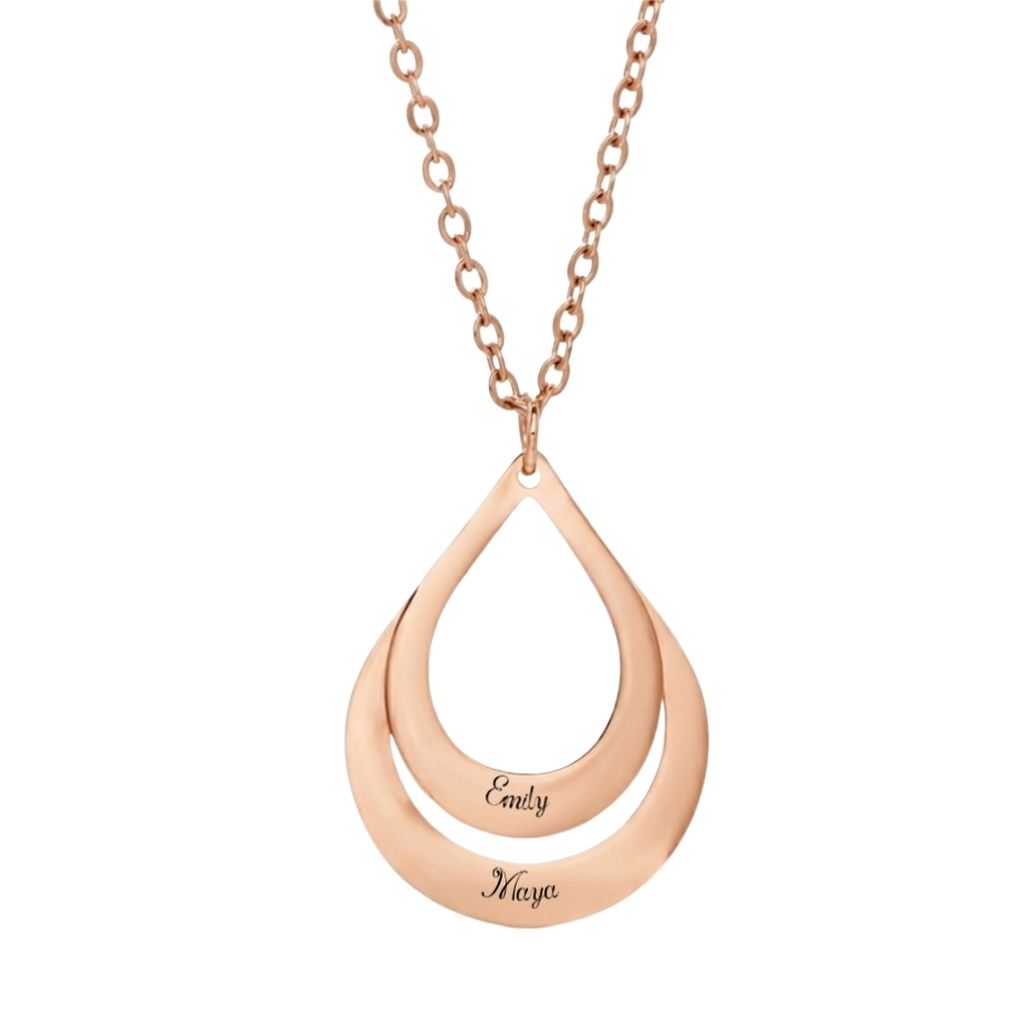 Personalized Engraved Drops Family Necklace with Custsom Inscriptions - Gift for Her, Women - Jewelry for Mother's Day, Christmas